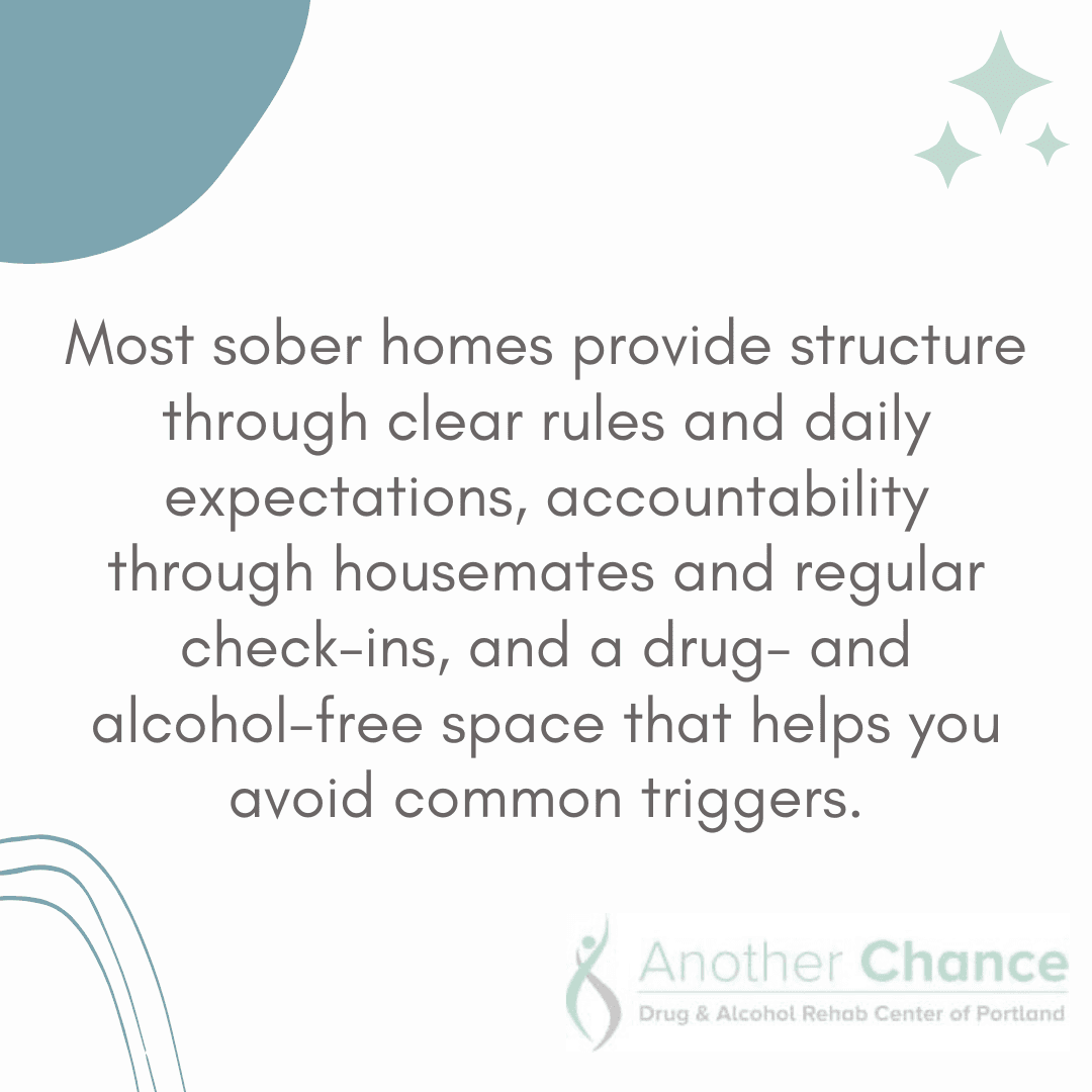  A graphic image about how sober housing in Portland helps residents follow structured routines and build accountability in a supportive environment